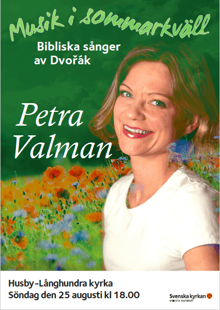 Affisch till Musik i sommarkväll med Petra Valman och Håkan Sandlund som gör Dvoraks bibliska sånger