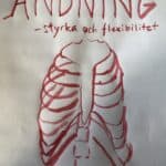 Målad bild på revbenen. Texten Andning - styrka och flexibilitet.